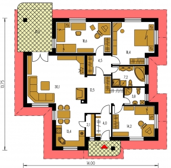 Plan de sol du rez-de-chaussée - BUNGALOW 54